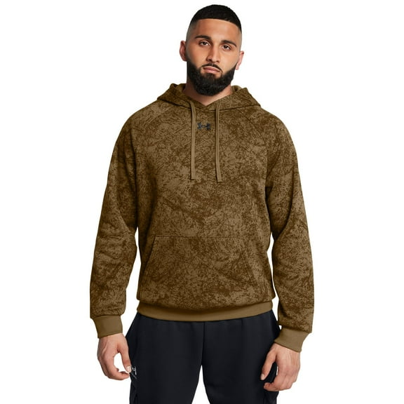 Men's Under Armour Rival Fleece Tech Camo Hoodie Color: Coyote Size: M