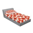thumbnail image 2 of Poppy Flower Fitted Sheet & Pillow Sham Set, Springs Ladybugs Animals and Plants Flora Fauna Nature, Decorative Printed 4 Piece Bedding Decor Set, Twinxl, Orange Olive Green White, by Ambesonne, 2 of 3