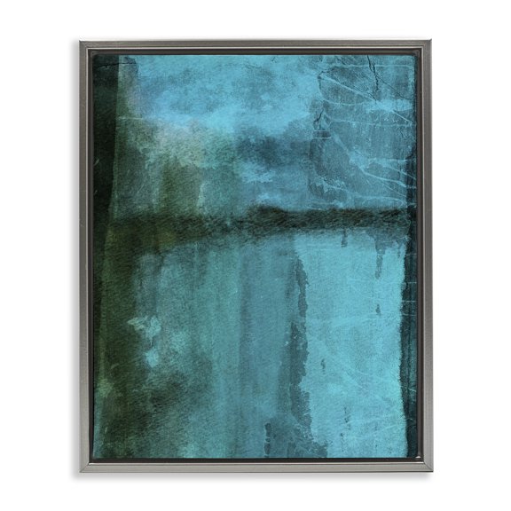 Stupell Industries Contemporary Abstract Blue Lake Landscape Gray Floating Frame Canvas Art, 17 x 21, by Michelle Oppenheimer