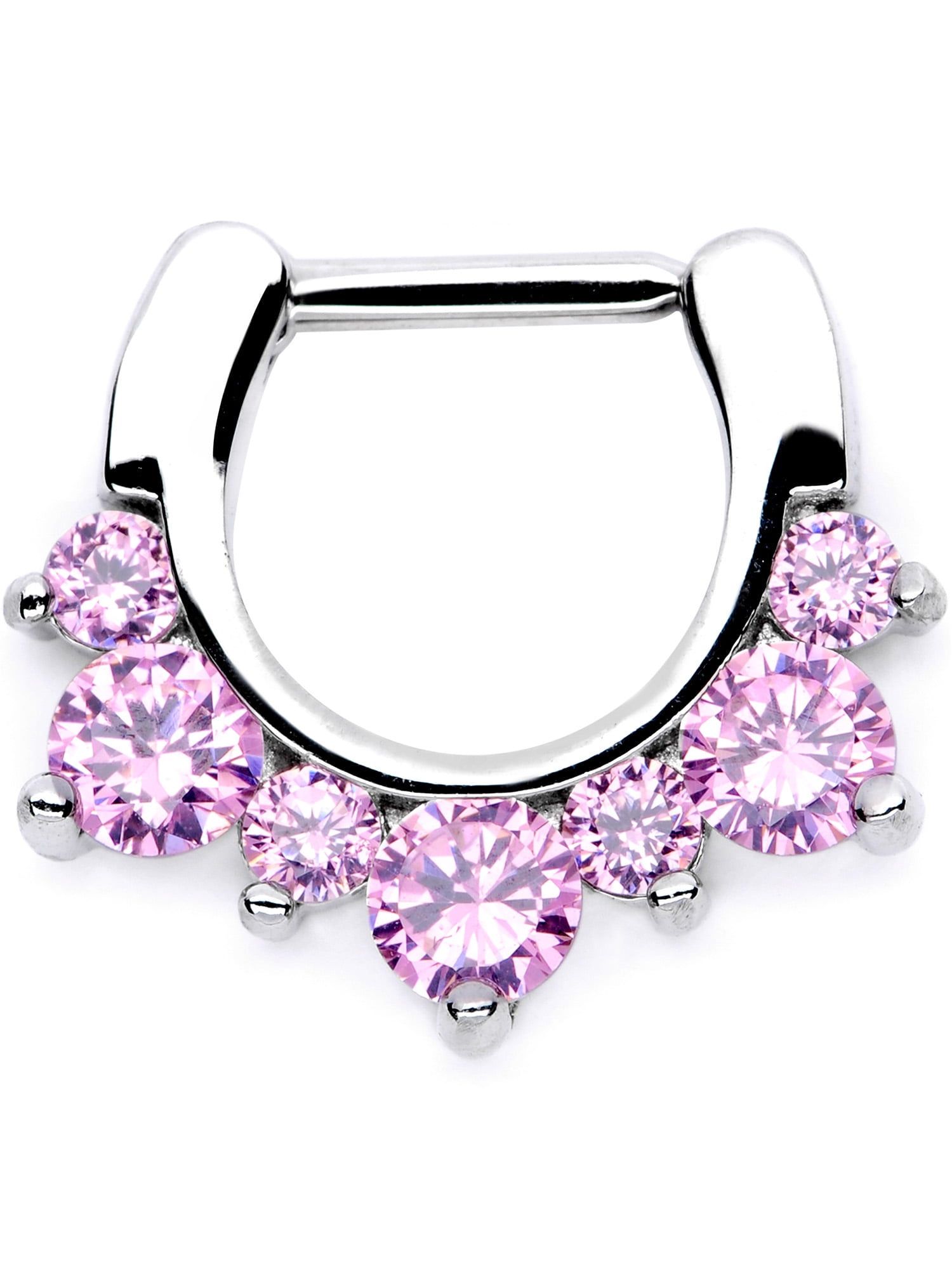 Body Candy 16G 316L Steel Septum Jewelry Pink Accent Septum Hoop Nose