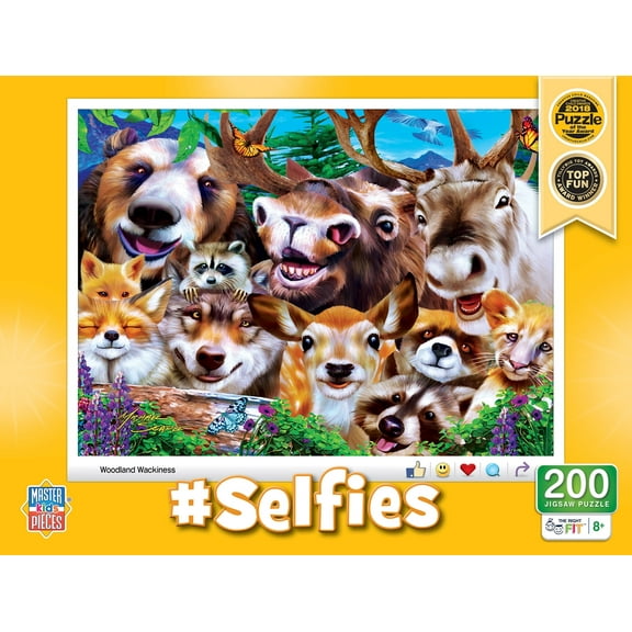 MasterPieces – 200 Piece Jigsaw Puzzle for Kids 8 Years, #Selfies Woodland Wackiness, Educational and Family Fun Game, Gift Idea for Children, 19" x 14"