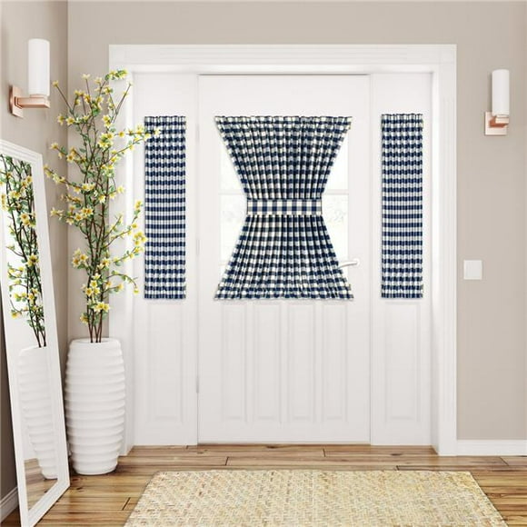 Panneau de Rideau à Carreaux Buffalo en Polyester Filtrant la Lumière avec Poche pour Tringle 25 x 40 Po, Marine