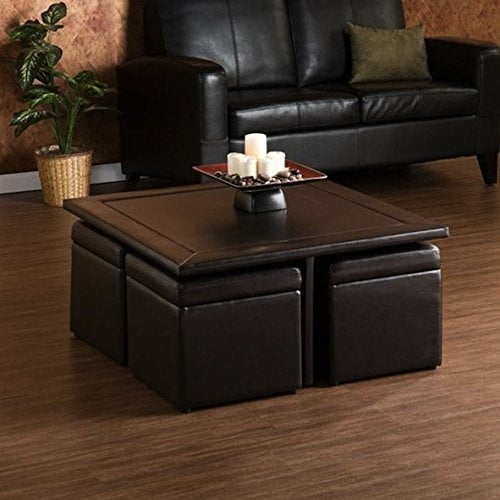 Living Room Rectangular Custom Wood Brown Coffee Table/ Storage Ottoman