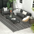 thumbnail image 2 of Outsunny Waterproof Outdoor Rug w/ Carry Bag, 9' x 18', Black White Clover, 2 of 10