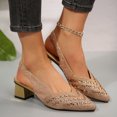 thumbnail image 2 of Dakaela Kitten Heels for Women Rhinestone Closed Pointed Toe Chunky Heeled Sandals Sparkly Slip on Wedding Bride Dress Pumps Shoes Gold 7.5, 2 of 9