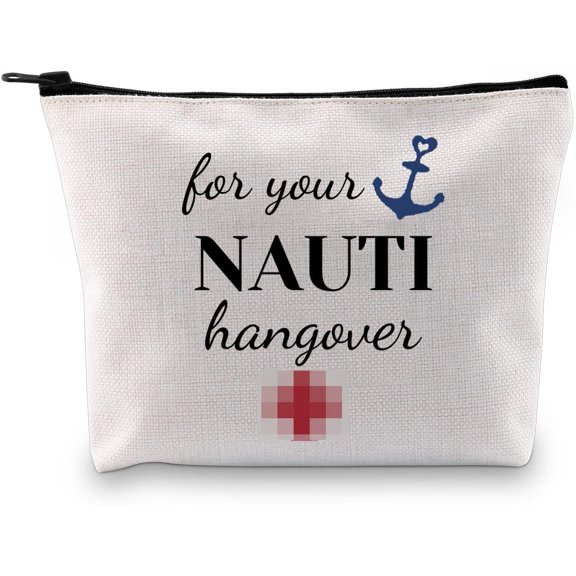 Nautical Bachelorette Party Gift Nauti Girls Hangover Kit Bags Gift For Your Nauti Hangover Cosmetic Bag Zipper Pouch