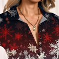 thumbnail image 6 of Women's Fashion Casual Vintage Christmas Printed V-Neck Long Sleeve Button-Down Polo Shirt Top, Holiday Blouse, Collared T-Shirt,Navy,XL, 6 of 7