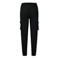 thumbnail image 4 of Timoontee Cargo Pants Drawstring Waist Trousers Lightweight Workwear Sweatpants with Pocket Straight Leg Casual Jogger Pull On Pants Fishing Hiking Pants for Men Black XXL, 4 of 6