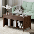 thumbnail image 2 of Ktaxon Mid-Century Lift Top Coffee Table, Multi-Functional Lift Tabletop Center Table for Living Room with Hidden Storage Compartment & 3 Cube Shelves, Retro Brown, 2 of 6