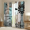 thumbnail image 2 of Garden Windmill Curtains & Drapes Rustic Retro Farm House Country Vintage Barn Door 30%-50% Blackout Curtains,Cottage Lodge Cabin Curtains Winnower Wooden Plank Farmhouse Decor, 2 of 6