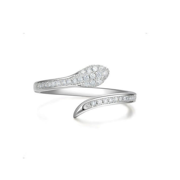 Fashionable Womens Zinc Alloy Snake Shape Zircon Ring Wedding Animal Design Metal Ring For Women