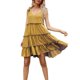 thumbnail image 2 of Txlixc, vestido informal de verano para mujer, vestido acampanado de Color sólido sin mangas con cuello en V y volantes, vestido plisado para fiesta en la playa, ropa de calle Txlixc  Estilo de ocio, 2 of 9