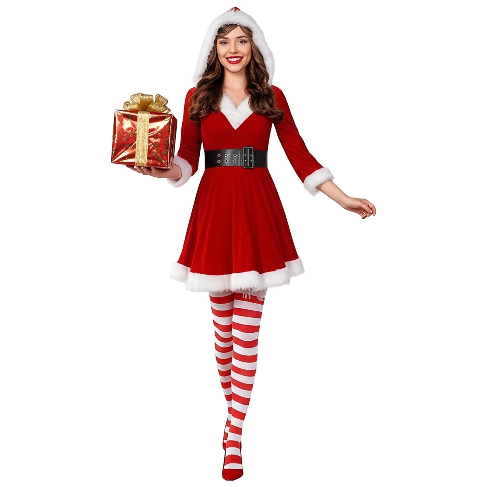 Shadoumai Christmas Dresses for Women Outfits Christmas Tree for Women Colored Balls Stars and Clips Xmas Party Set