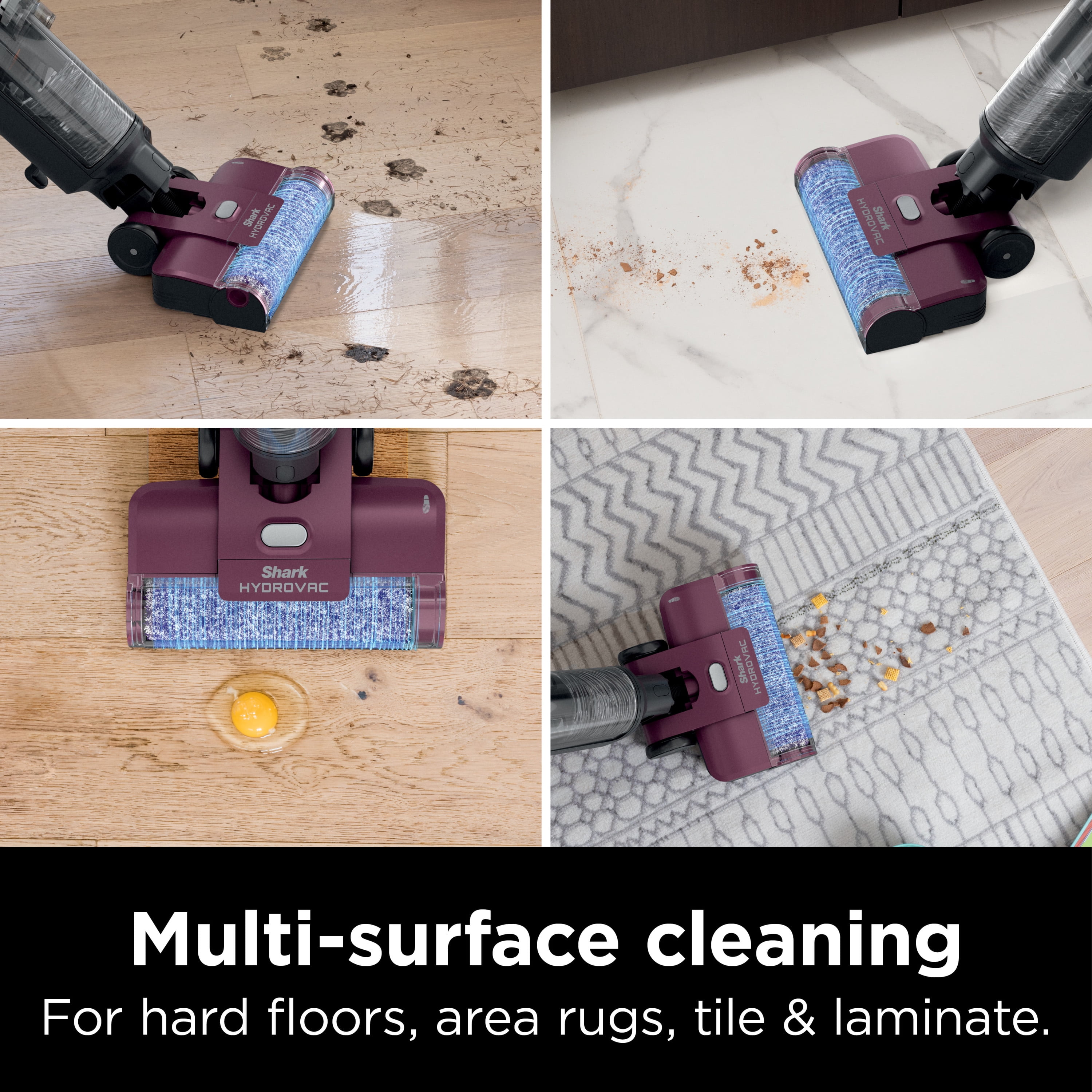 Shark HydroVac 3-in-1 Corded Vacuum, Mop & Self-Cleaning System, Hardwood, Tile, Area Rugs, Antimicrobial Brushroll, 12-oz Multisurface Concentrate, WD100 Wine Purple