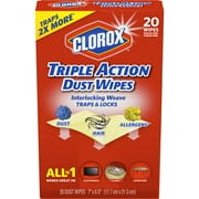 Clorox Triple Action Dust Wipes, Bleach Free Cleaning Wipes 20 Count
