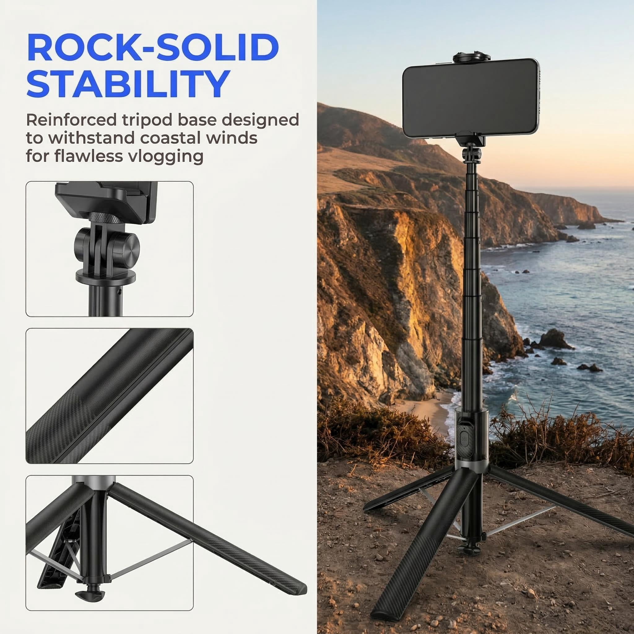 69-inch Multi-Function Smartphone Tripod and Selfie Stick (with Wireless Remote) — Ultra-Lightweight Telescopic Stand, Ideal for Streaming, TikTok, Zoom, and Vlogging