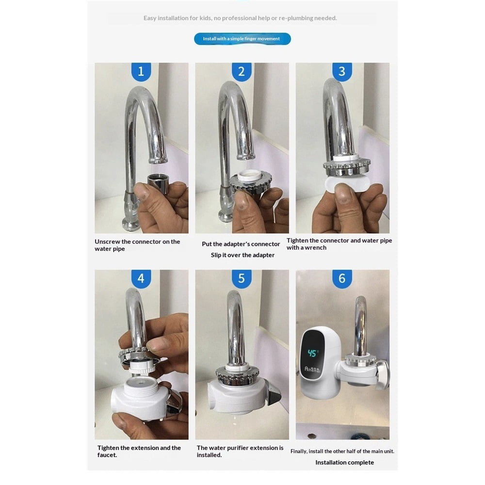 Electric Heating Faucet,110V Tankless Hot Water Heater Faucet with LED Temperature Display, Instant Tankless Water Heater for Kitchen Bathroom Fast Heating Tap Water Faucet（American standard plug）