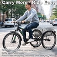thumbnail image 4 of Lilypelle Adult Mountain Tricycle, 7 Speed 3 Wheel Bike, 24/26/27 Inch Adult Trikes w/ Front Suspension, All Terrain Tires, Large Rear Basket, Disc Brakes, Bottle Cage for Seniors, Women, Men, 4 of 9