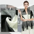 thumbnail image 4 of TEAJOPSUU Winter Warm Scarf for Women Soft Faux Wool Tassel Scarf Fashion Thermal Warps Colorful Long Shawl Large Scarves B-Black, 4 of 6
