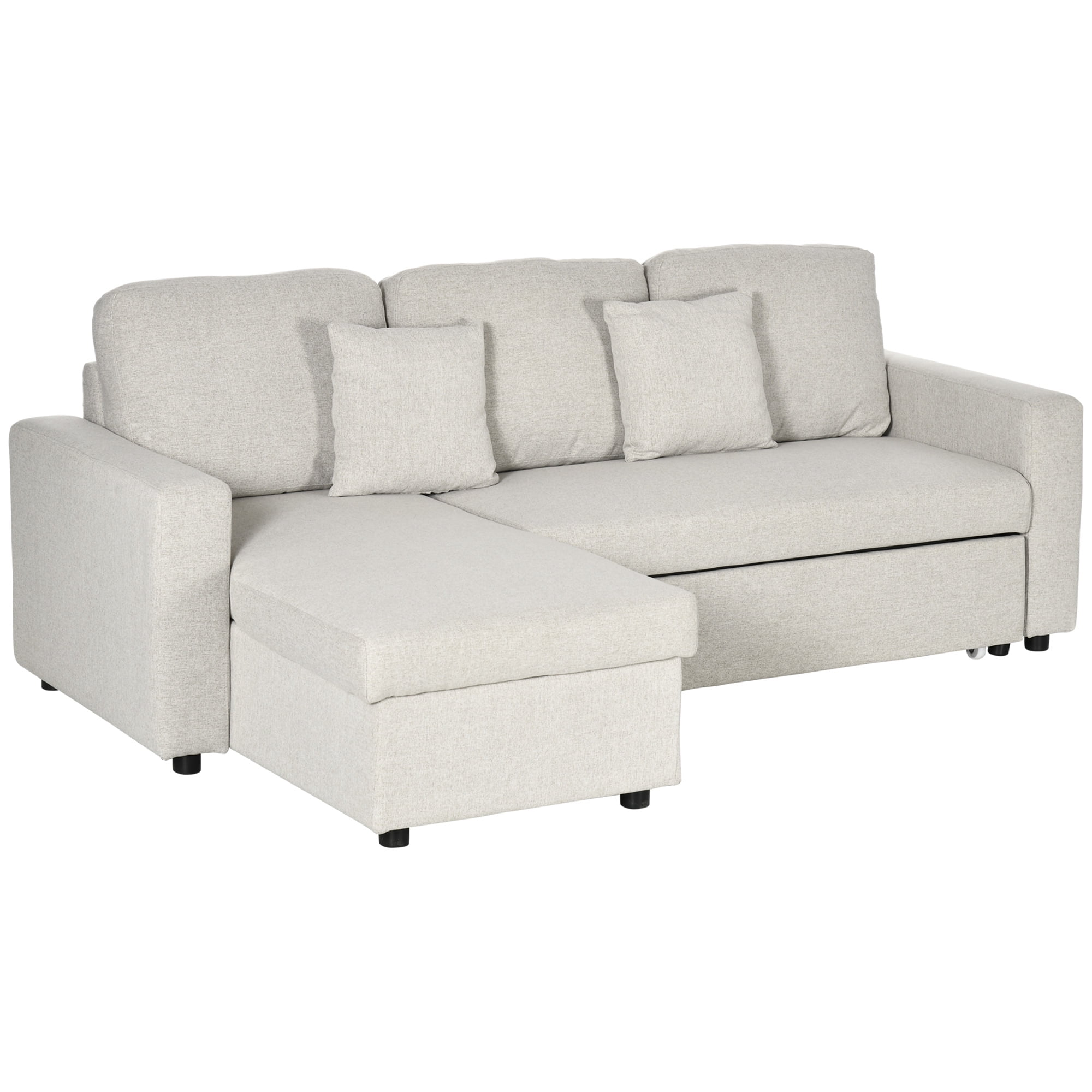 bruser Tænk fremad Mount Vesuv HOMCOM Sectional Sleeper Sofa, Linen Fabric L Shaped Couch with Pull out Bed,  Reversible Storage Chaise for Living Room, Apartment, 3-seat, Cream White -  Walmart.com