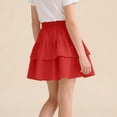 thumbnail image 5 of QTBIUQ Girls Tiered Ruffle Skirt Solid Color Casual Mini Skirt with Elastic Waist Bow Summer Layered Skirt, 5 of 9