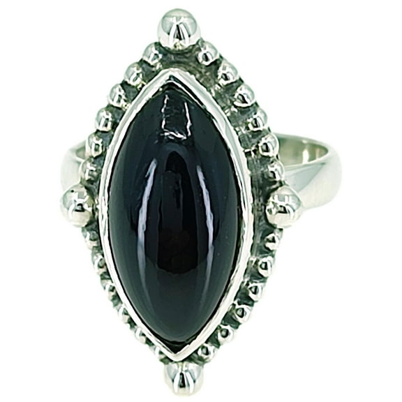Navya Craft Black Onyx Marquise 925 Sterling Silver Handmade Statement Women Ring Size 6.5