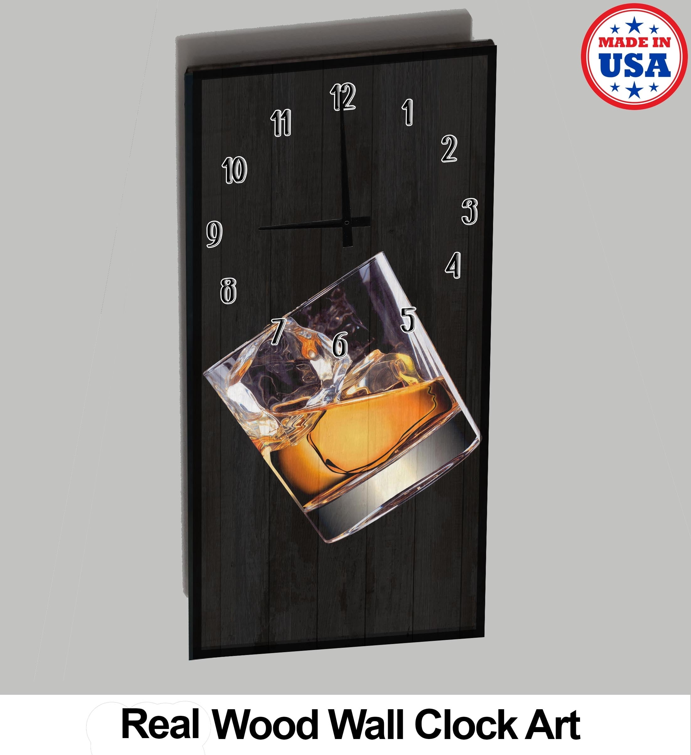 Bar Wall Clock Refreshing Glass Of Brandy Man Cave Wall Clock Wood Wall