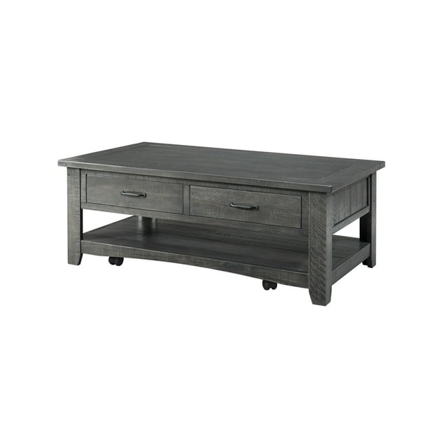 Martin Svensson Home Table Basse Rustique en Bois Massif 2 Tiroirs Gris