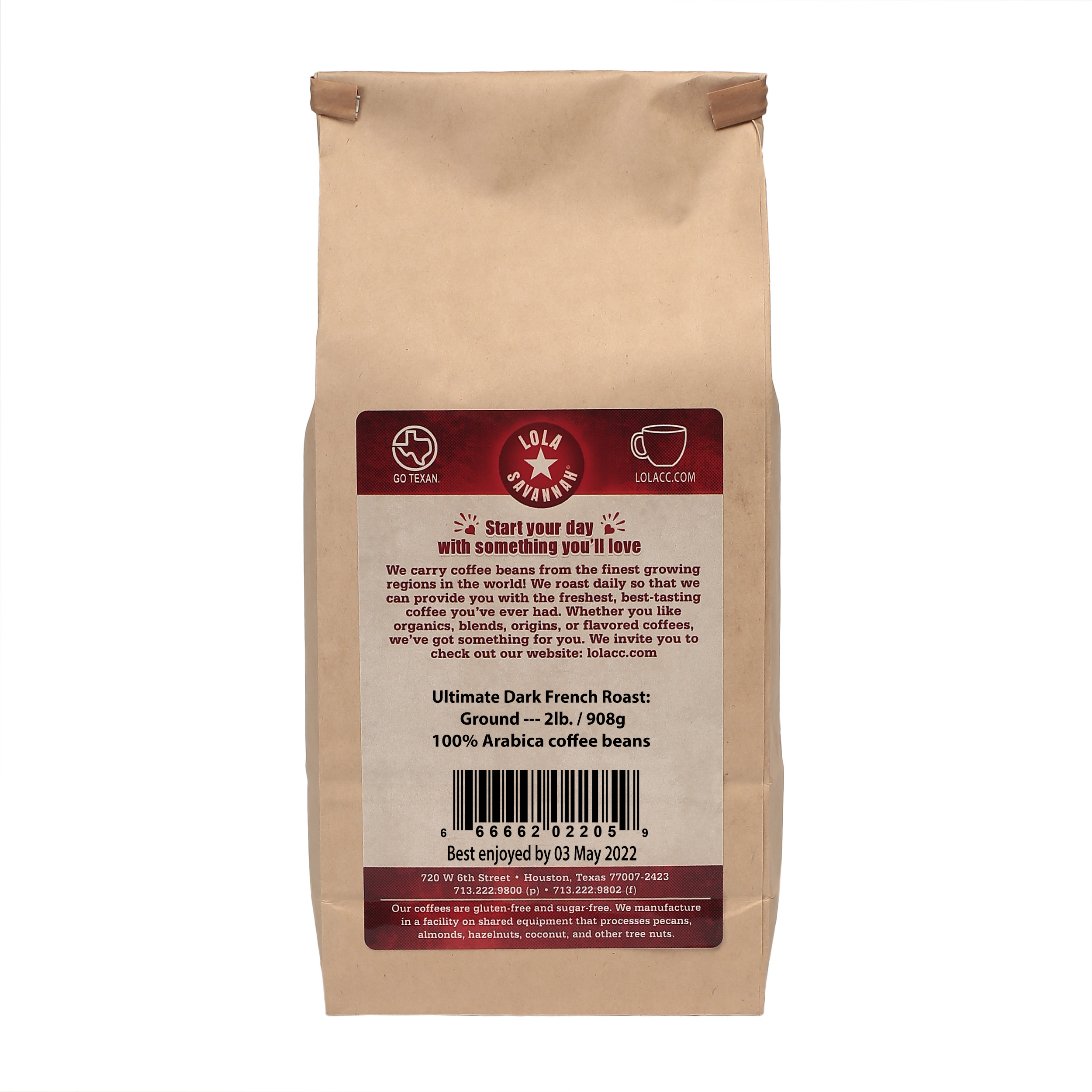 Lola Savannah Ultimate Dark French Roast Ground Coffee - Caffeinated 2lb Bag