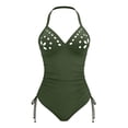 thumbnail image 6 of Enjoytime One Piece Swimsuit Women Print V Neck Tummy Control Bathing Suit Crisscross Back Modest Swimwear, 6 of 8