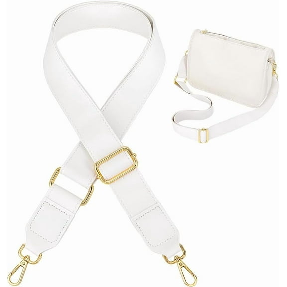 Adjustable Leather Crossbody Strap 32.6~54 inch Handbag Strap 1.5 Inch Wide Purse Strap White Replacement Handle