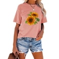 thumbnail image 3 of Anbech Sunflower T-Shirt for Women Graphic Butterfly Printed Short Sleeve Tee Tops with Crew Neck, 3 of 4