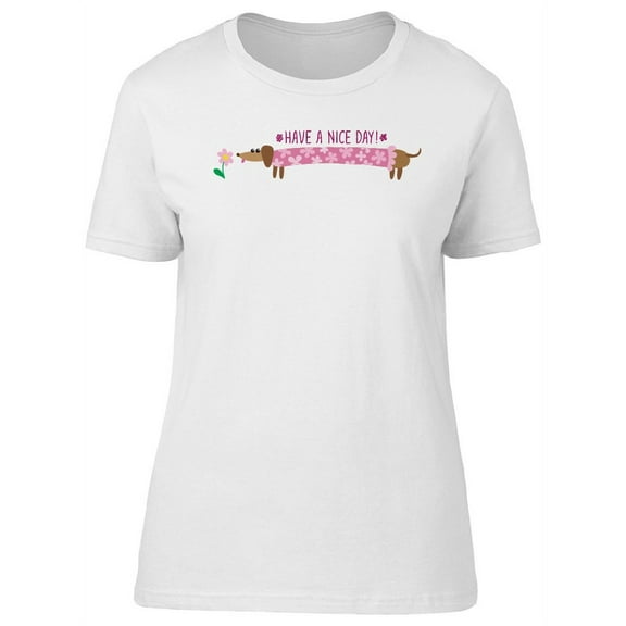 Cute Floral Dachshund Dog T-Shirt Women -Image by Shutterstock, Female Large