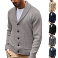 thumbnail image 7 of Yokua Men's Shawl Collar Cardigan Knitted Textured Sweater Button-Up Cardigan, 7 of 7