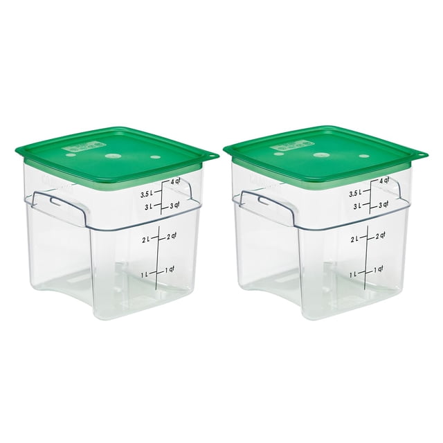 4 QT (Quart) Food Storage Container with Lid (2 Pack) - FreshPro Series (Clear)