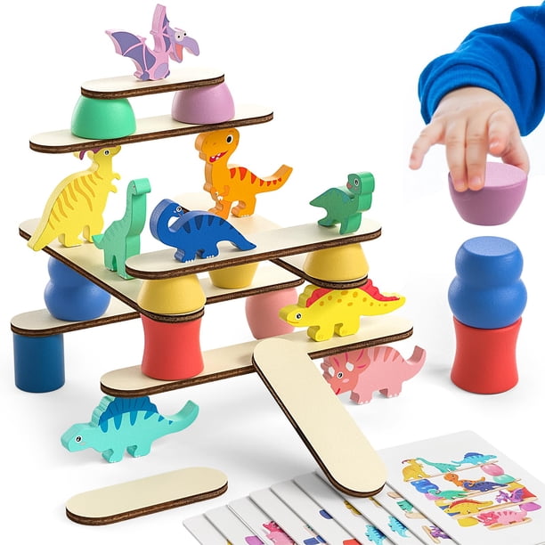 Bloques de dinosaurios Montessori de juguete para clasificar y apilar de 1 a 4 años