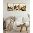 thumbnail image 7 of SHENIFY Morden Mountains Pine Tree Forest Wall Art Sunrise Boho Nature Landscape Decor Artwork Prints Rustic Living Room Hallway 12x16in3pcs Natural Framed, 7 of 7