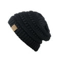 thumbnail image 1 of Trendy Warm Chunky Soft Stretch Cable Knit Beanie Skully, Black Metallic HAT20A, 1 of 2