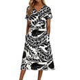 thumbnail image 2 of Womens Summer Dresses V Neck Short Sleeve Floral Print Midi Dress with Pockets Flowy Swing Vacation Casual Sundress S-2XL, 2 of 7