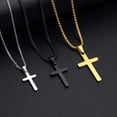 thumbnail image 6 of MINKUROW Cross Necklace for Men - Stainless Steel Silver Gold Black Plain Cross Pendant Necklace Simple Jewelry Gifts,16-24 Inches Chain, 6 of 7
