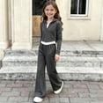 thumbnail image 2 of ITSAME Girls Outfits 2-Piece Long Sleeve Hooded Tops and Pants Spring Fall Casual Athletic Set Dark Gray Size 2T, 2 of 7