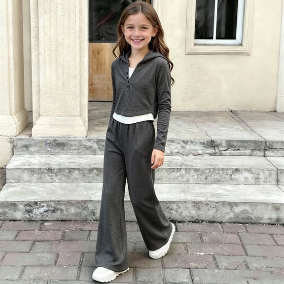 Kids Long Sleeve Hoodie Pants 2 Piece Set Casual Outfit