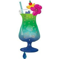 37 inch Tropical Blue Hawaiian Drink Anagram Foil Mylar Balloon - Party Supplies Decorations