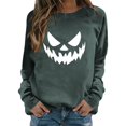 thumbnail image 5 of WEIWEN Halloween Sweatshirt for Women 2026 Funny Pumpkin Face Printed Crewneck Long Sleeve Tops Women's Clothing Dressy Casual Fall Outfits for Women Sweaters Grey, M, 5 of 6