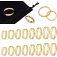 thumbnail image 1 of Anillos de acero inoxidable con ranuras y bolsitas de terciopelo, redondos, vacíos, de tamaño 6-13, dorados, 16 unidades, 1 of 9