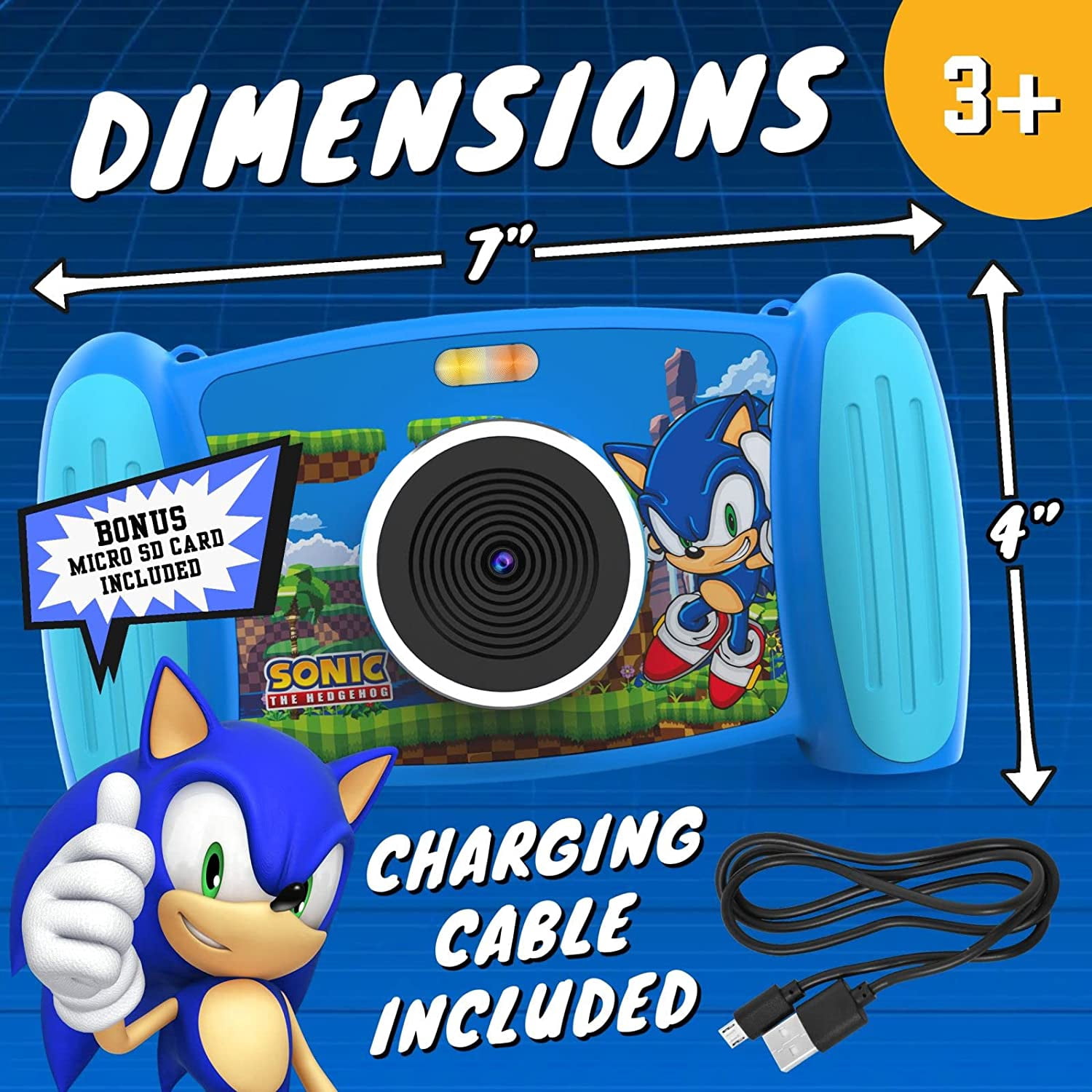 SEGA Sonic The Hedgehog Accutime Kids Interactive Digital Camera with MP3 Player and Built-In Speaker, 12 MP, 1080p Video and Games