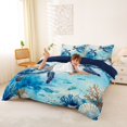 thumbnail image 2 of spefrowx Ink Blue Sea Turtle Duvet Cover Queen for Kids Boys, Teal Coral Fish Seabed Print Queen Bedding, Navy Reversible, 3 Pieces, 1 Duvet Cover and 2 Pillowcases, 2 of 6