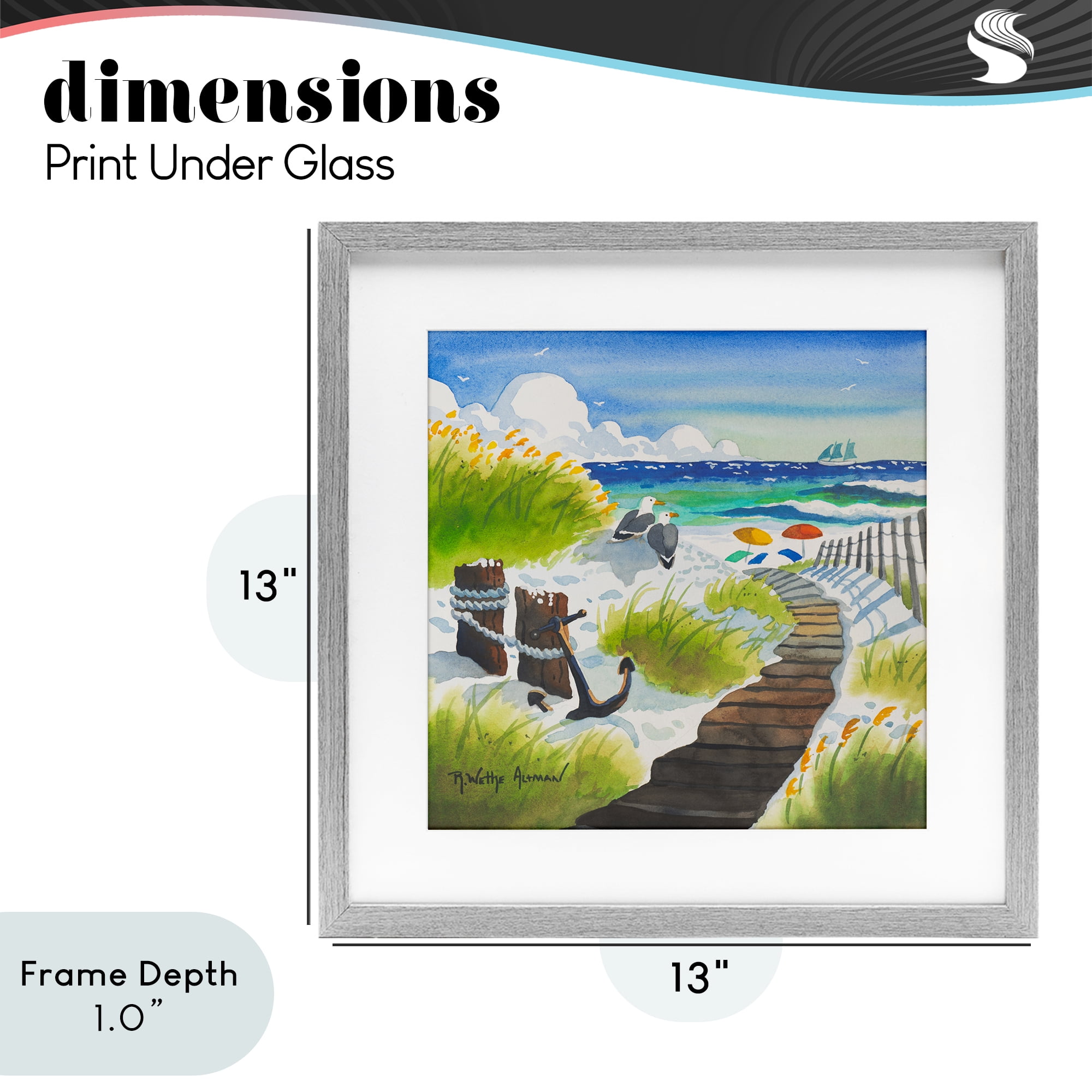 Stupell Industries Seagull & Anchor on Shore Gray Framed Print Under Glass, design by Robin Altman