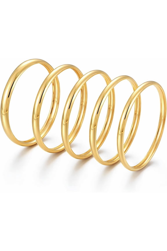Chunky Gold Bangle Bracelets for Women, Dainty 14k Gold Plated Big Stackable Bangles Set, Trendy Statement Cuff Bracelet Stack Fashion Jewelry Christmas Gifts