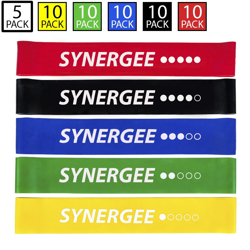 Synergee Mini Band Resistance Band Loop Exercise Bands Set of 5 with Carrying 
